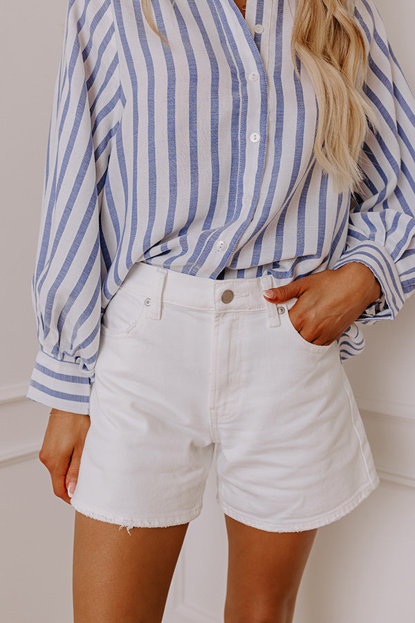 JUST USA Joy High Waist Shorts in White L / White JUST USA Joy High Waist Shorts in White L / White