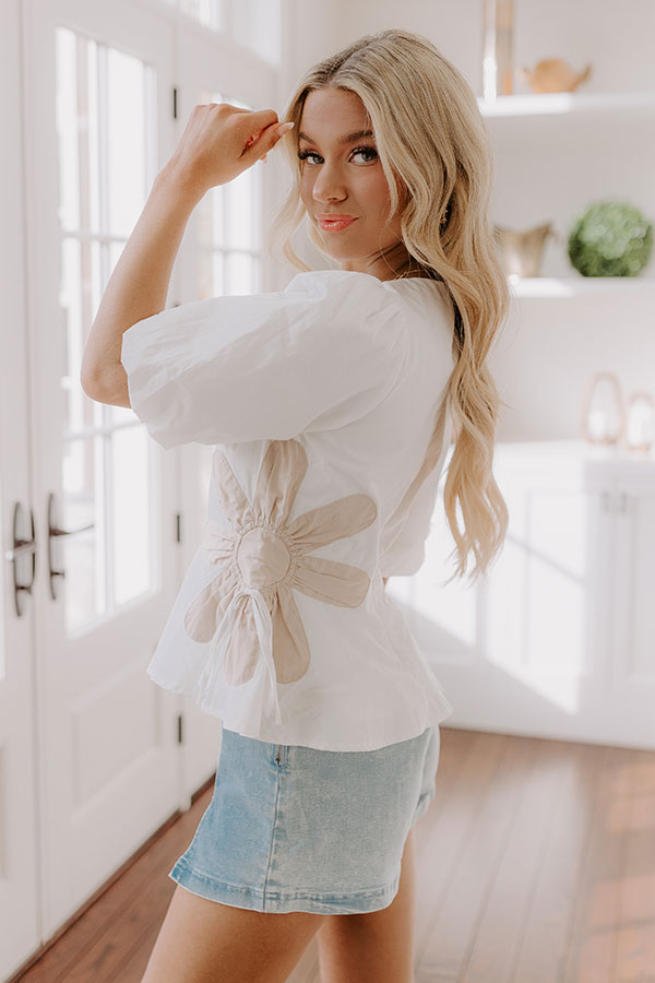 Make A Statement Floral Peplum Top In White