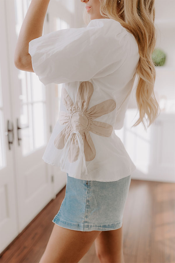 Make A Statement Floral Peplum Top In White