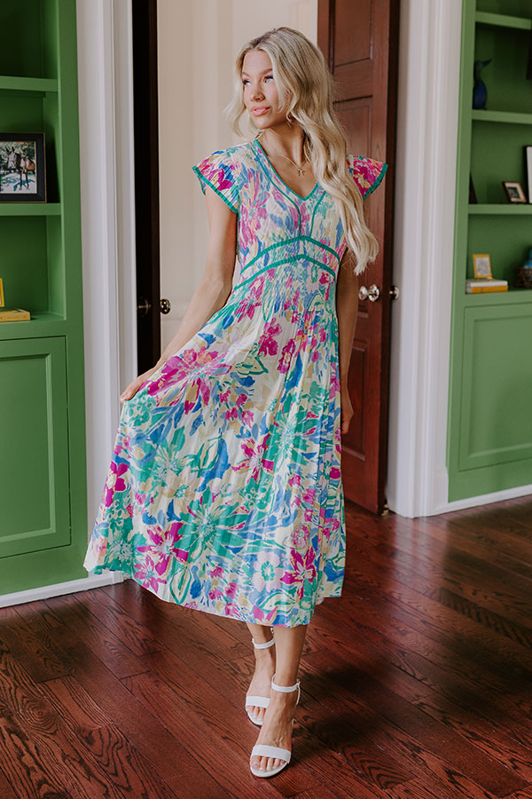 Blooming Beauty Pleated Midi Dress