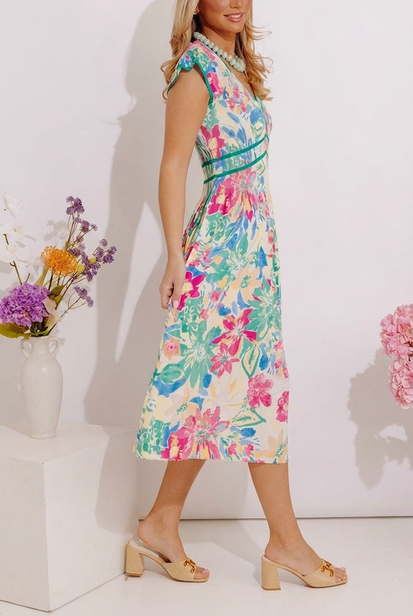 Blooming Beauty Pleated Midi Dress Image - 4