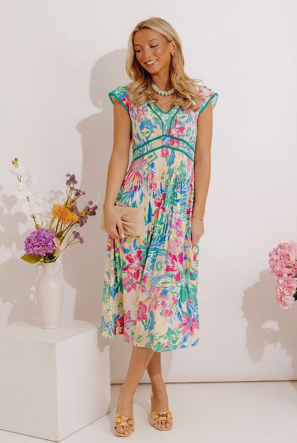 Blooming Beauty Pleated Midi Dress Image - 2