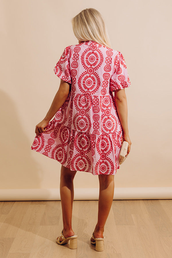 Sunny Outlook Eyelet Mini Dress in Pink Image - 2