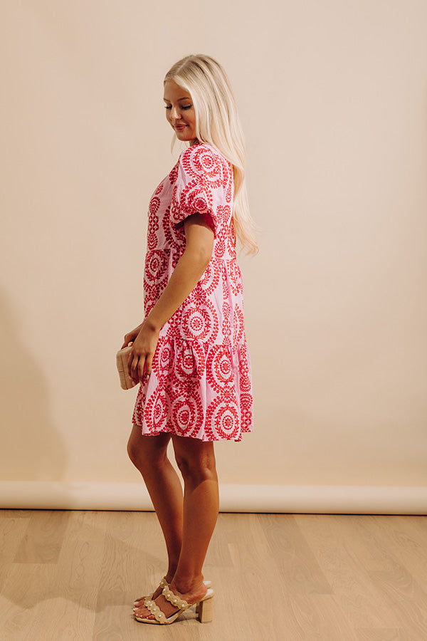 Sunny Outlook Eyelet Mini Dress in Pink Image - 3