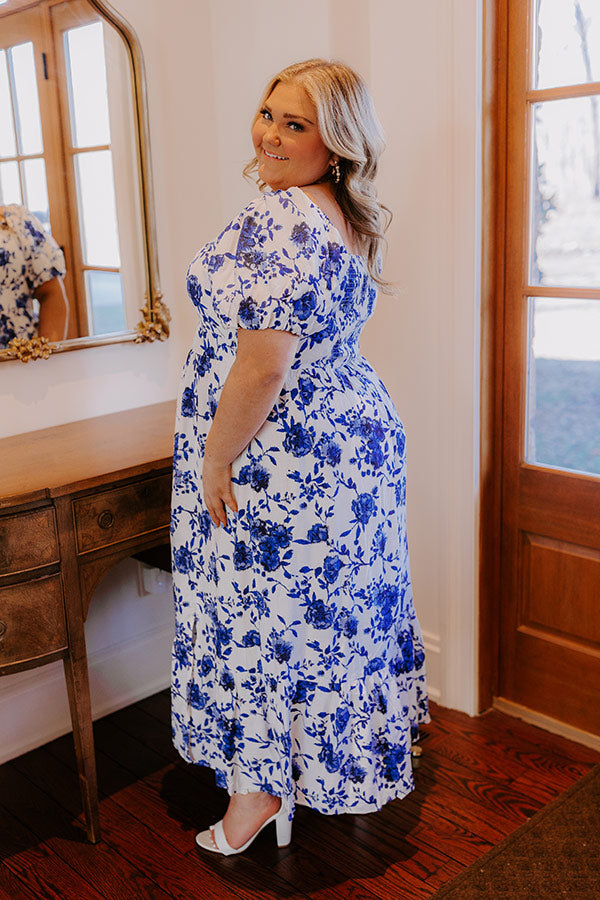 Sweet Surprise Floral Maxi Dress in Royal Blue Curves