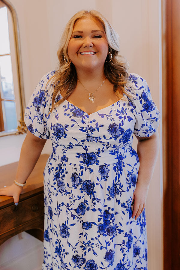 Sweet Surprise Floral Maxi Dress in Royal Blue Curves