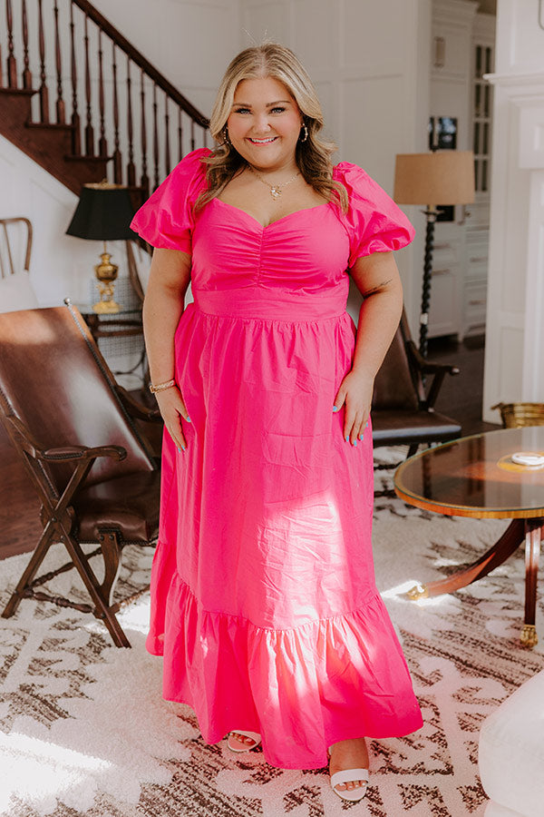 Sweet Serendipity Maxi Dress in Hot Pink Curves