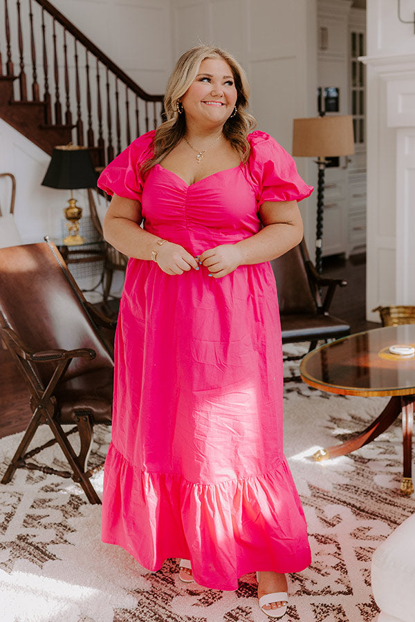 Sweet Serendipity Maxi Dress in Hot Pink Curves