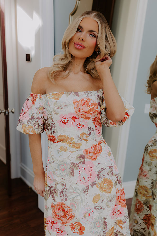 Tea Garden Chic Floral Midi Dress