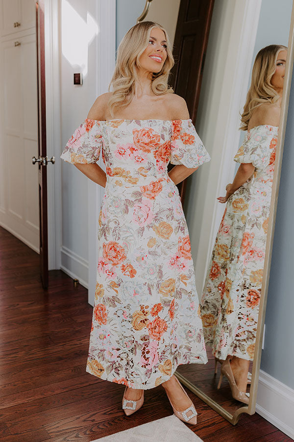 Tea Garden Chic Floral Midi Dress