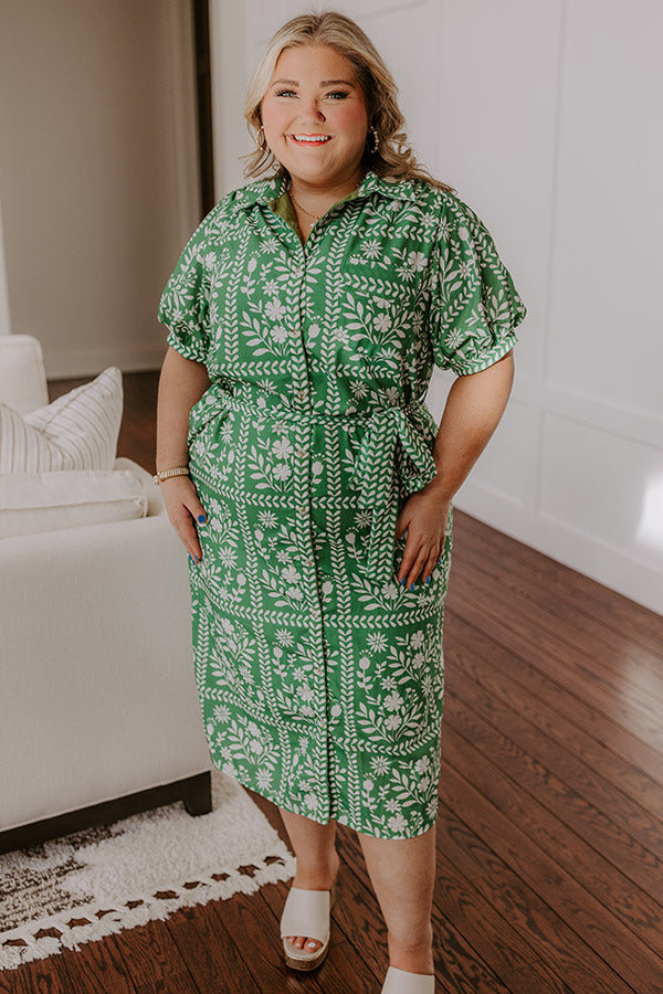 Patio Brunch Floral Midi Dress Curves   