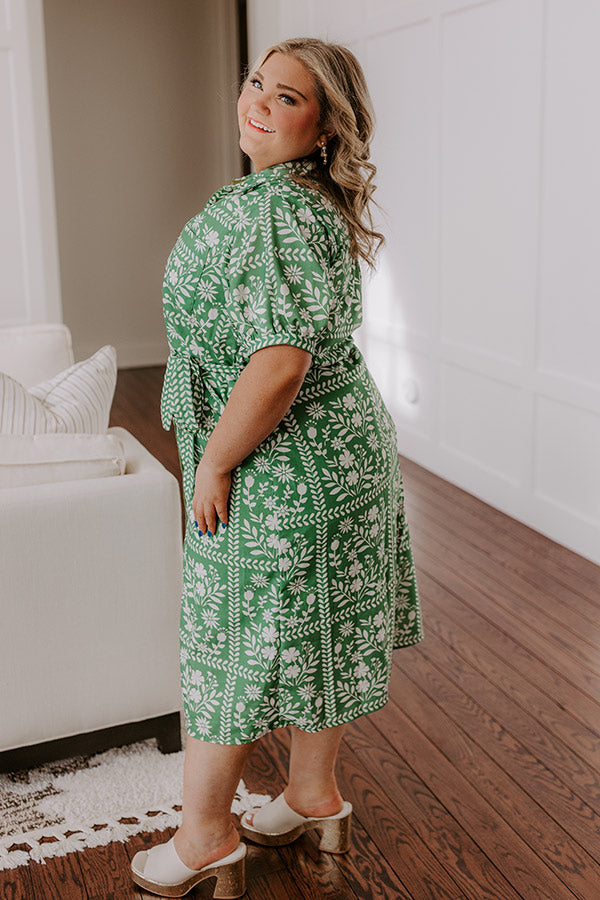 Patio Brunch Floral Midi Dress Curves 2XL / Green Patio Brunch Floral Midi Dress Curves 2XL / Green
