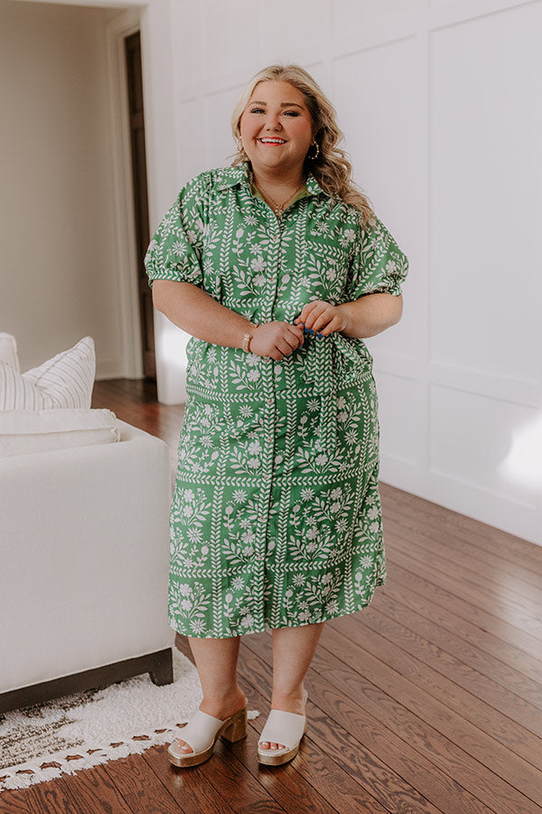 Patio Brunch Floral Midi Dress Curves   