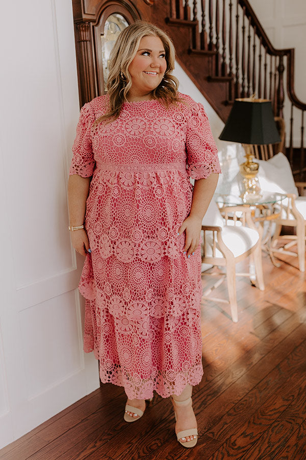 Budding Beauty Crochet Tiered Midi Dress Curves