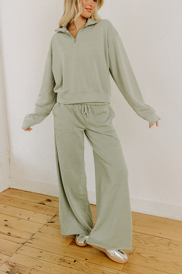 Cozy Lifestyle High Waist Vintage Wash Pants in Sage Image - 2
