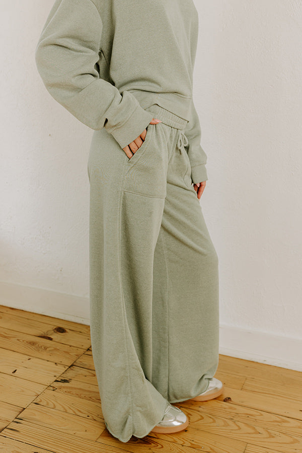 Cozy Lifestyle High Waist Vintage Wash Pants in Sage Image - 3