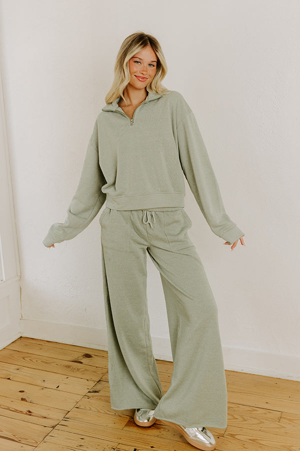 Cozy Lifestyle High Waist Vintage Wash Pants in Sage