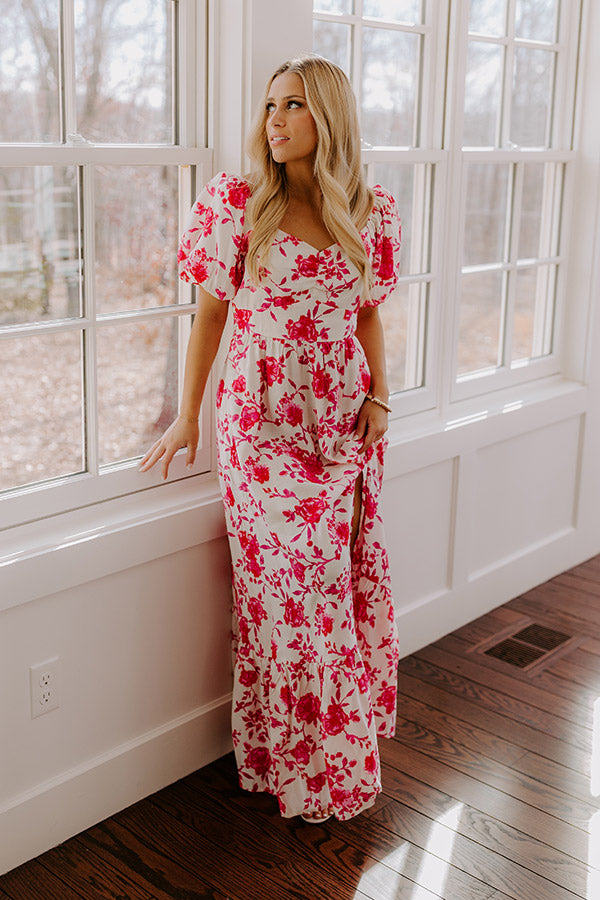 express pink floral maxi dress Floral Satin Strappy Pleated V-neck Sleeveless Cutout Maxi Dress