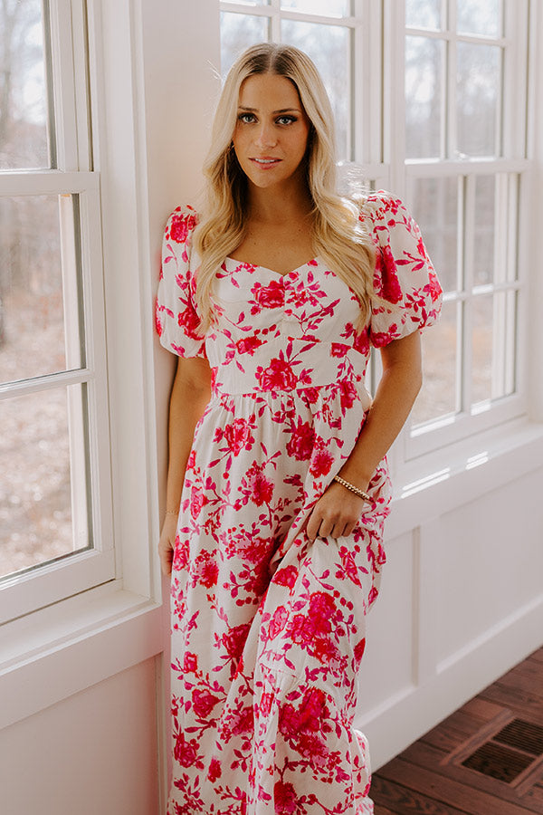 express red floral dress Express Red Floral V Neck Empire Waist Puff Sleeve Fit & Flare Dress, Small