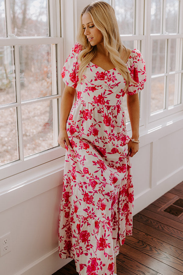 Sweet Surprise Floral Maxi Dress in Hot Pink