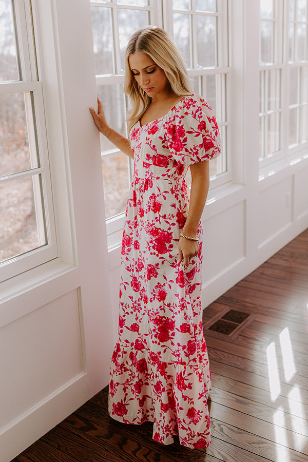 Sweet Surprise Floral Maxi Dress in Hot Pink