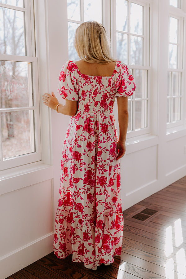 Sweet Surprise Floral Maxi Dress in Hot Pink