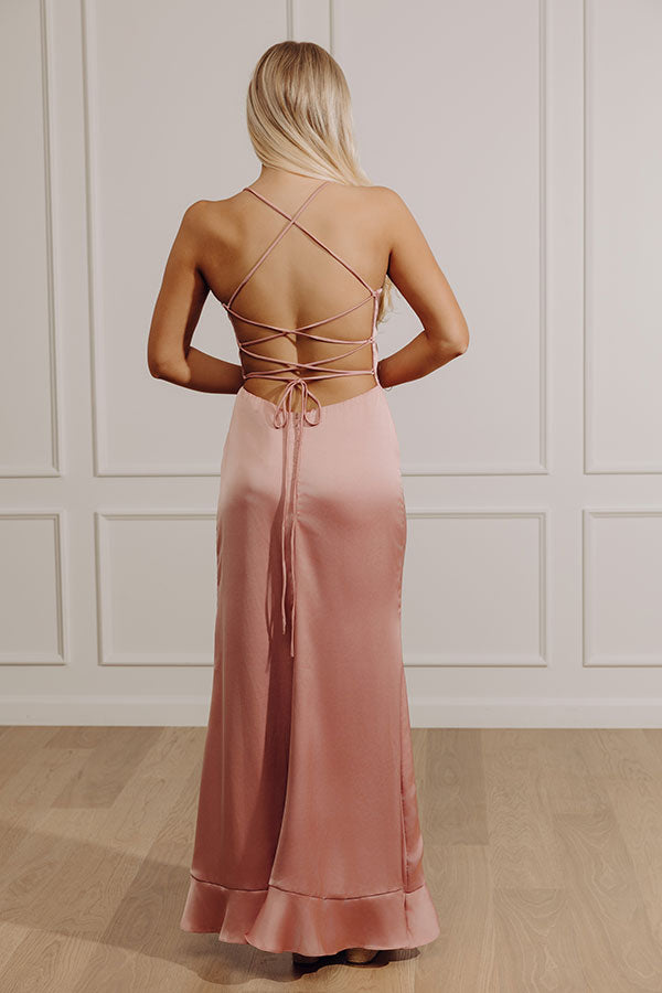 Whirlwind Romance Satin Maxi Dress in Blush Image - 4
