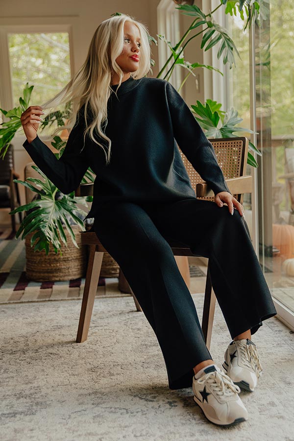 Small Town Bistro High Waist Knit Pants in Black Image - 1
