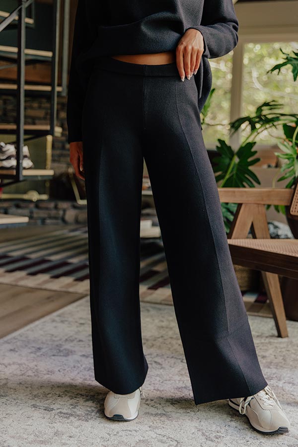 Small Town Bistro High Waist Knit Pants in Black Image - 2