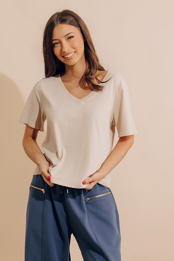 Casual Cues Tee in Oatmeal