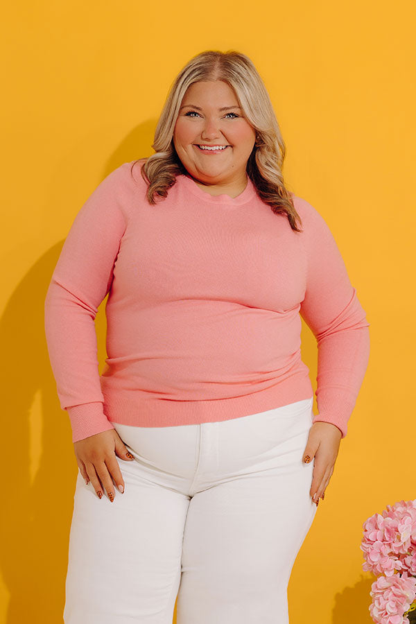 Breezy Chic Knit Sweater Top in Bubblegum Pink Curves Image - 1