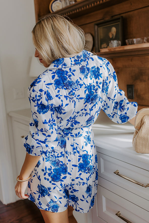 Sweet Surprise Floral Romper in Royal Blue