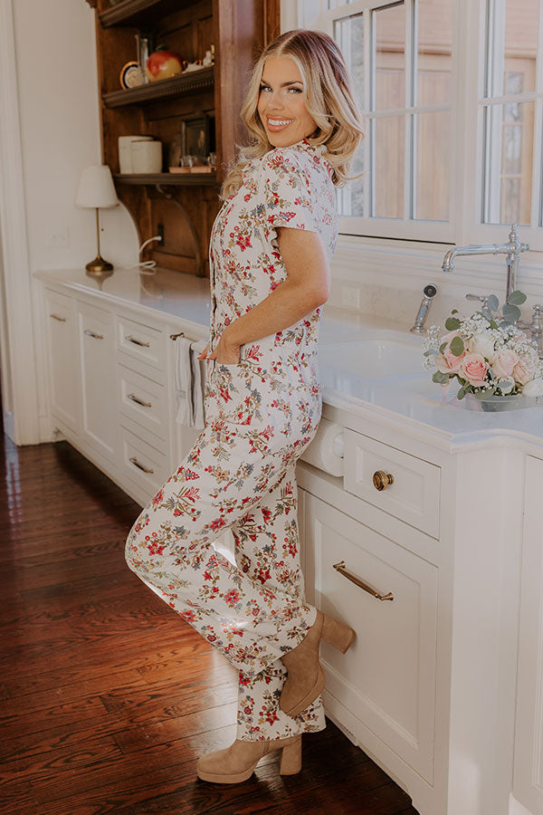 Napa Valley Ready Floral Denim Jumpsuit