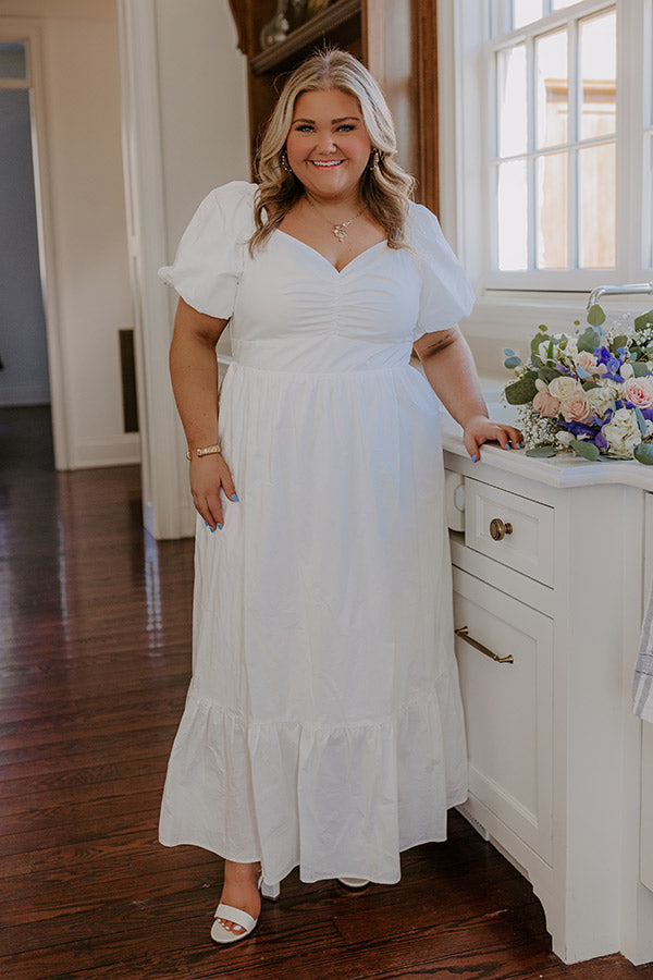 Sweet Serendipity Maxi Dress in White Curves