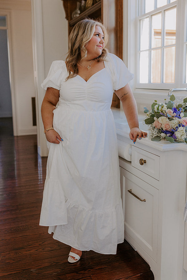 Sweet Serendipity Maxi Dress in White Curves