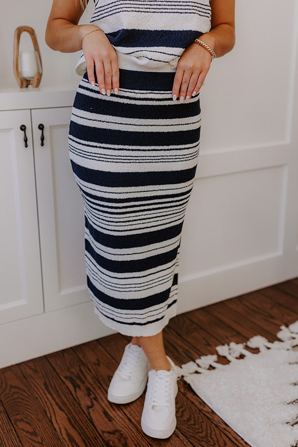 Piers And Cheers High Waist Stripe Knit Skirt