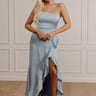 Whirlwind Romance Satin Maxi Dress in Sky Blue Image - 1