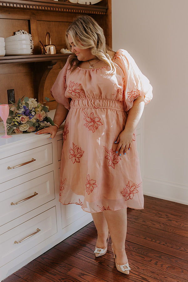 Style A La Mode Embroidered Organza Midi Dress Curves