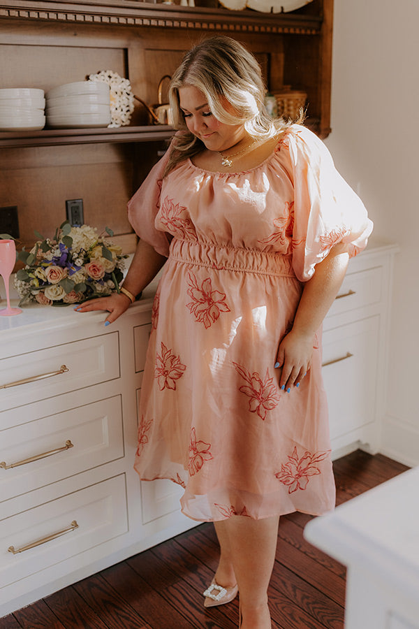 Style A La Mode Embroidered Organza Midi Dress Curves