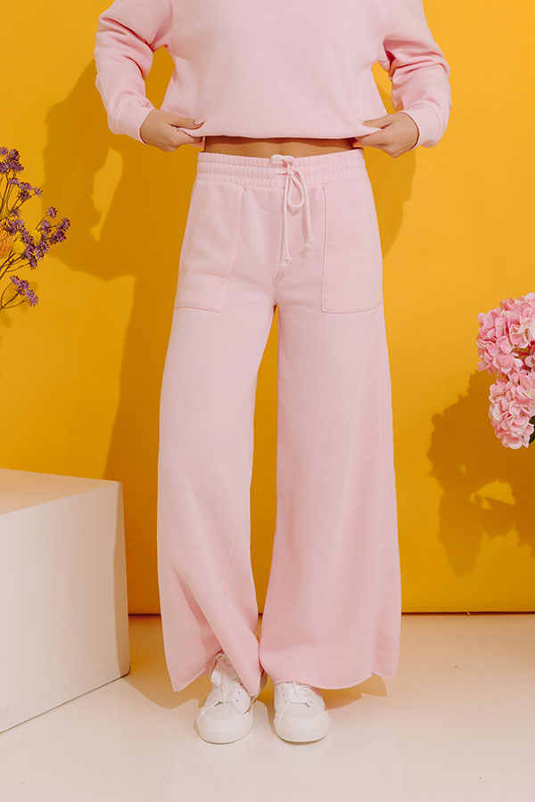 Cozy Lifestyle High Waist Vintage Wash Pants in Pink