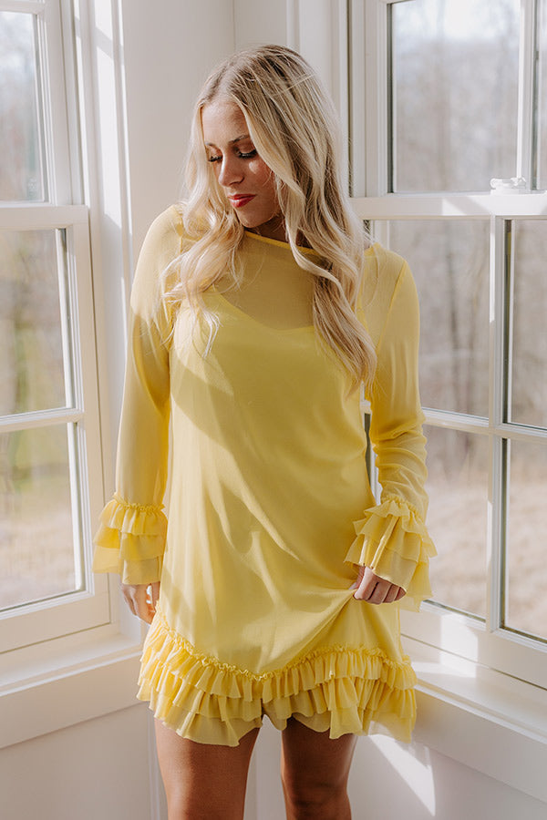 yellow chiffon mini dress Avi Yellow Chiffon Mini Dress - US 6