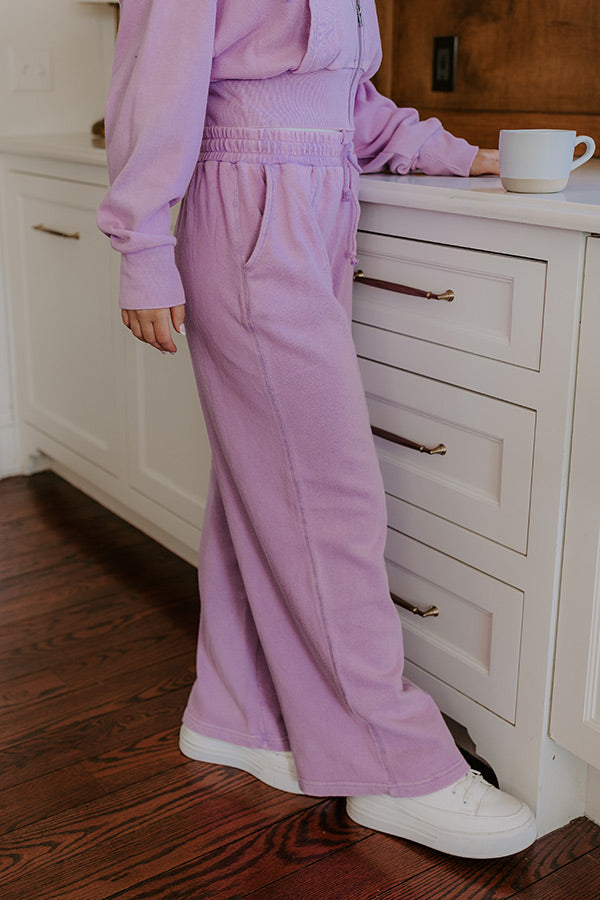 Road Trip Ready High Waist Vintage Wash Pants in Dusty Purple