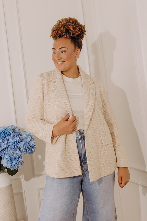 Boho Chic Crochet Blazer in Oatmeal Curves Image - 3
