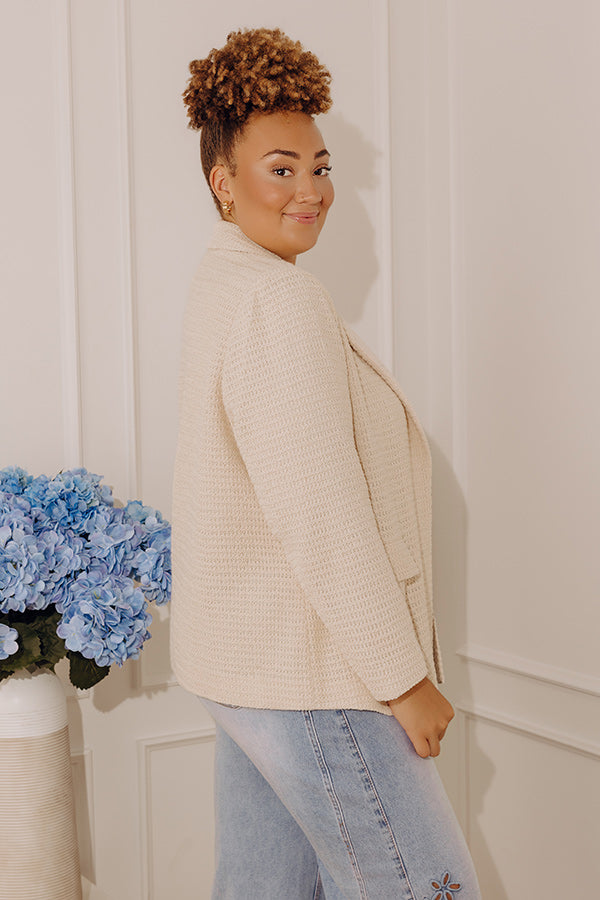 Boho Chic Crochet Blazer in Oatmeal Curves Image - 4