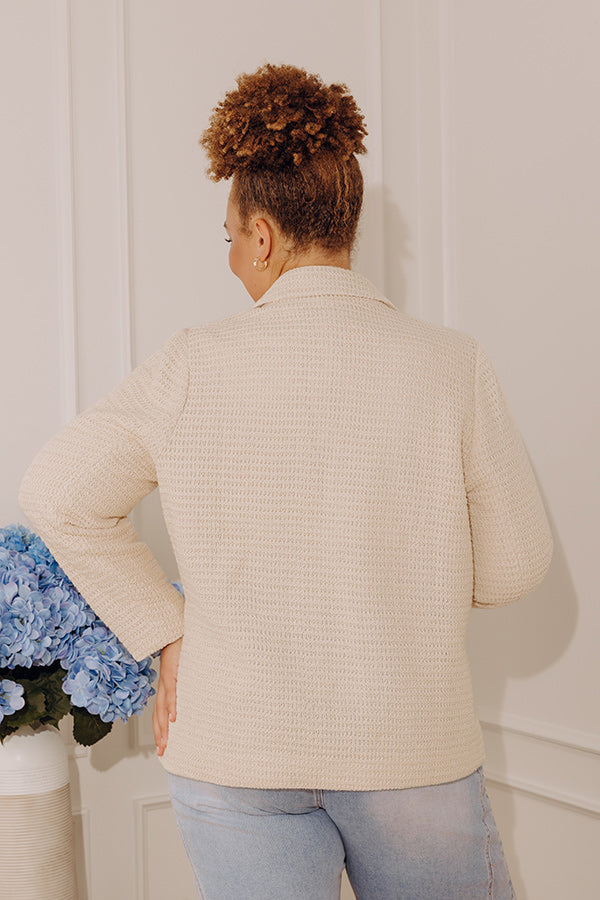 Boho Chic Crochet Blazer in Oatmeal Curves Image - 5