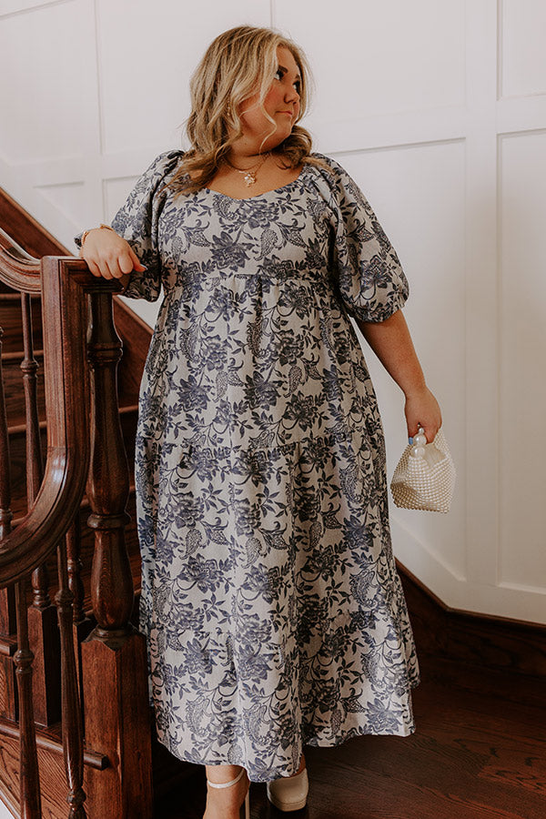 Wisteria Wonder Floral Jacquard Midi Dress Curves