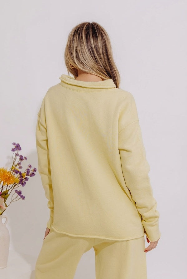 Cozy Cues Sweatshirt in Light Chartreuse Image - 3