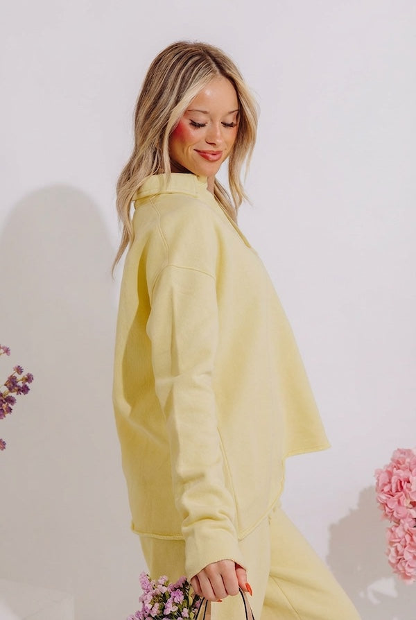 Cozy Cues Sweatshirt in Light Chartreuse Image - 4