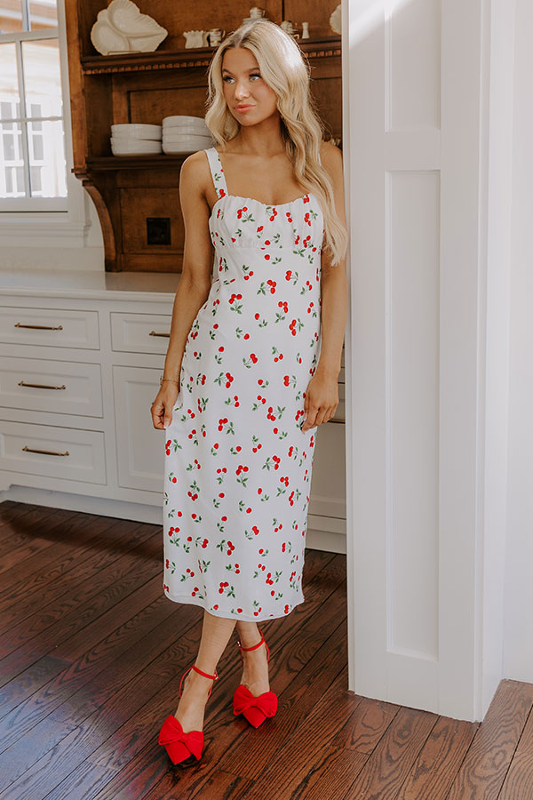 Sweet Like Cherry Pie Midi Dress L / White Sweet Like Cherry Pie Midi Dress L / White