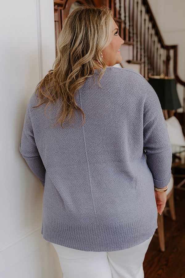 Morning Dew Knit Sweater Top in Periwinkle Curves